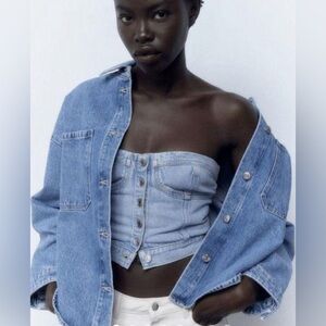 Zara Blue Denim Crop Top